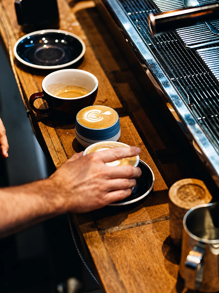 Espresso being prepared at the cafe